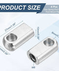 Six Pack M8 Gas Spring End Fittings Foot Mount Flanges Silver Steel With Zinc Plating 8mm Hole M8 Thread Overall 27x15x10 Square Head Durable Gas Strut Hardware For Cabinets Hatches And Furniture, size view
