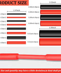 127 Piece Heat Shrink Tubing Kit For Electrical Connections And Cable Repair product size and color variety chart