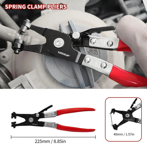 Eight Piece Fuel Line Disconnect Tool Set Pro Grade Must Have All In One Kit spring clamp pliers close-up in use