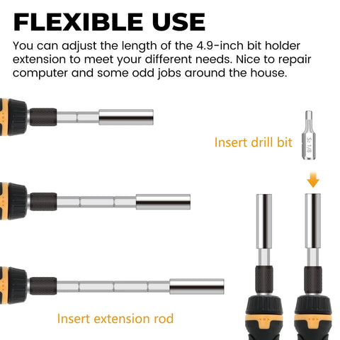 63 Piece Magnetic Ratcheting Screwdriver Bit Set With Multibit Driver Includes Slotted Torx Hex Pozi Philips Square Bits detail