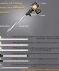Heavy Duty Electric Drum Pump 1000W Brushless Motor For Diesel And Kerosene Transfer Fast Flow 130 Liters Min With Hose showing tubing options with various diameters.