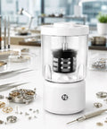 Premium Watch Cleaning Machine And Parts Dryer With 360 Degree Ultrasonic Tech for deep scrubbing tiny gears in workshop.