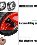 Set Of Two Heavy Duty Pneumatic Rubber Swivel Casters With Safety Brakes Roll Smooth And Crush 300Kg Loads Quietly For Shop Garage Warehouse Jobs Built Tough The Daily Grind showing double pressure bearings and vacuum filling port.