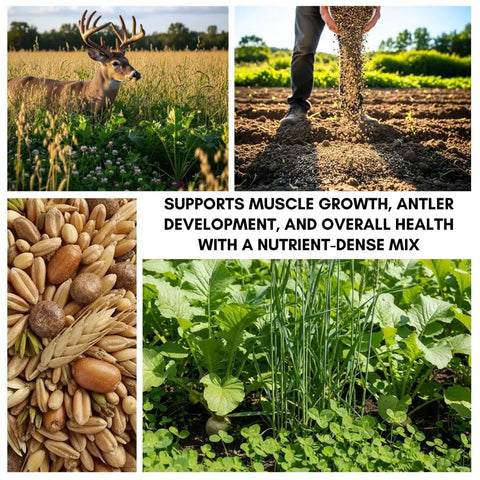 Buffalo Blend Deer Plot Seed With Turnip Radish Clover Wheat Rye And Oats For High Protein Deer Forage Fall And Winter Food Plot Seed For Hunting And Wildlife Growth 5 Pound Bag collage