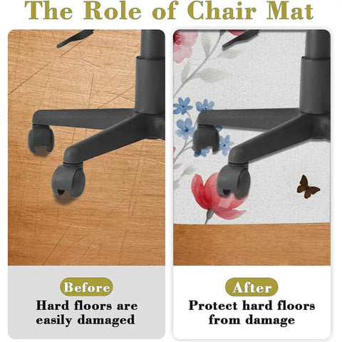 Comparison of floor damage with and without Floral Branch Round Furniture Pad With Non Skid Grip For Hardwood Floors.