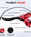 Red Zoom HB876E hydraulic brake lever for e-bike, side view with 350mm sensor cable
