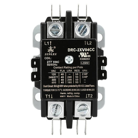Two Pole 40 Amp 277 Volt Contactor Workhorse For Lighting Load Heavy Duty Contactor For Commercial LED Drivers And Ballasts