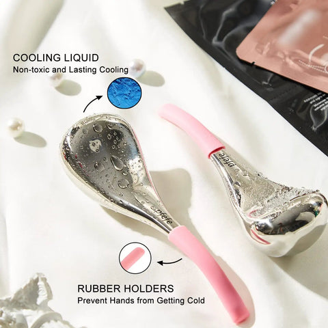 Cooling Cryo Sticks For Face And Eyes To Fight Puffiness And Fine Lines Portable Ice Globes Skincare Tool, pink silicone grips