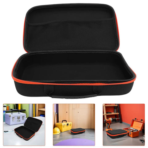 Open Rugged EVA Tool Storage Case For Drill Driver And Grinder With Window and Mesh Grid Pockets on table