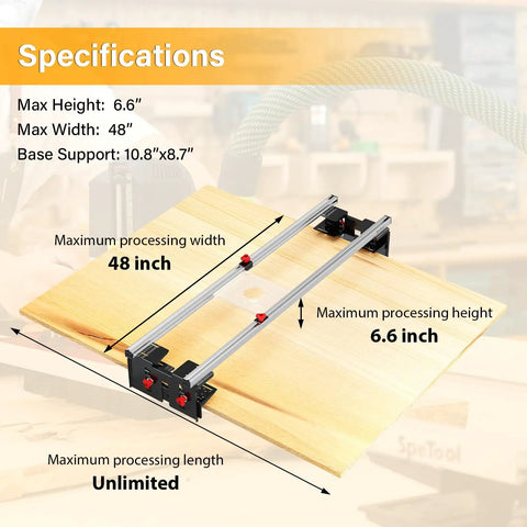 48 Inch Router Sled For Flattening Wood Slabs Boss Level 3 Axis Precision Height Adjustment With Reinforced 6061 Aluminum Rails