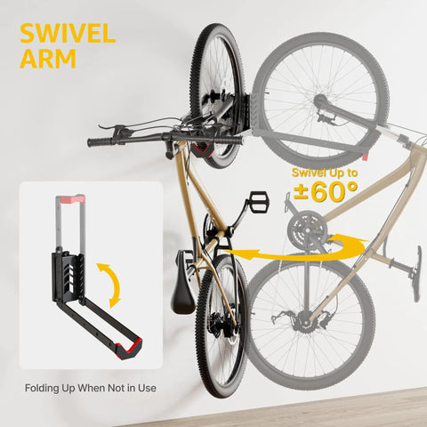 Swivel Bike Wall Mount No Heavy Lifting Required For Garage Hanger Space Saving Bike Rack Holds Up To 77 Lbs Easy to Load