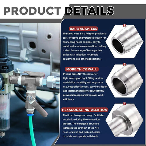 Two Pack 304 Stainless Steel Hose Barb Fittings From One And A Half Inch To Three Quarter Inch product details and features.