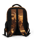 Back view of Long Horn Bull Vintage Print Backpack For Adults showing straps and printed bull design