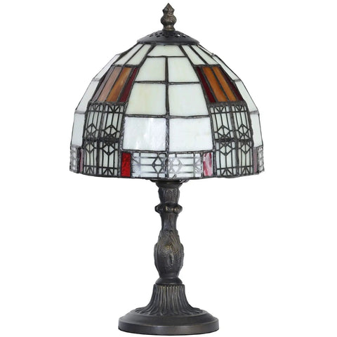 Color Block Tiffany Style Stained Glass Table Lamp, 8-Inch Lampshade, 13-Inch Tall, E12 Bulb Not Included