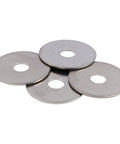 Five 304 stainless steel Fender washers, 1-1/4 in outer diameter