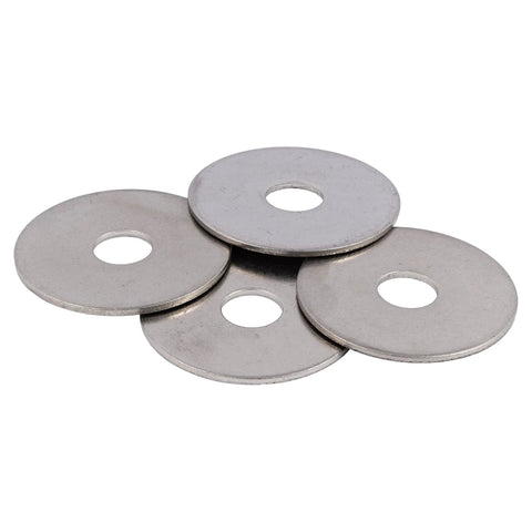 Five 304 stainless steel Fender washers, 1-1/4 in outer diameter