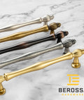 Set Of 10 Antique Brass Cabinet Pulls 3 Inch Center To Center Drawer Handles For Kitchen Cabinets, assorted finishes displayed