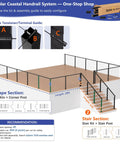 Tough As Nails 8 Foot Marine Grade Stainless Steel Black Handrail For Cable Railing Systems assembly guide on a wooden deck.
