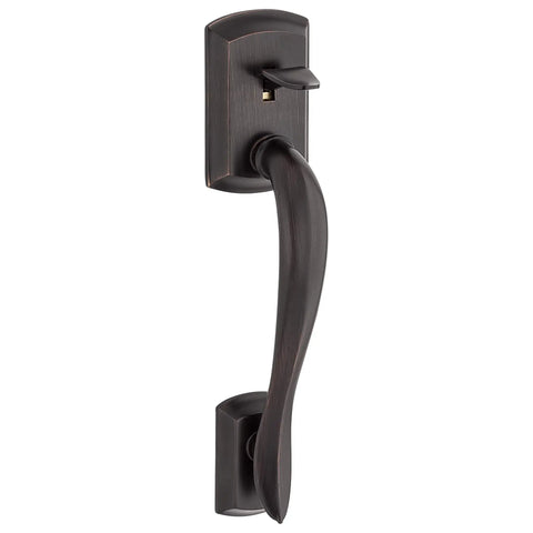 Avalon Front Door Handleset With Reversible Interior Lever No Fuss Non Locking Exterior Entry Handle In Venetian Bronze Microban Protection