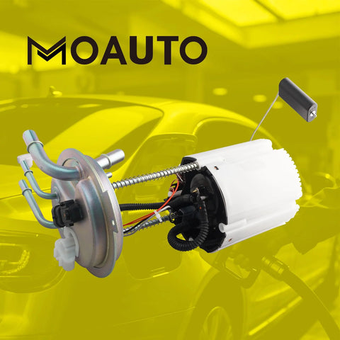 Electric Fuel Pump Module Assembly With Sending Unit And Pressure Sensor For Cadillac Escalade Tahoe GMC Yukon 2004 2007 V8 4.8L 5.3L 6.0L 6.2L Replacement, shown with pipes and wires on a yellow background.