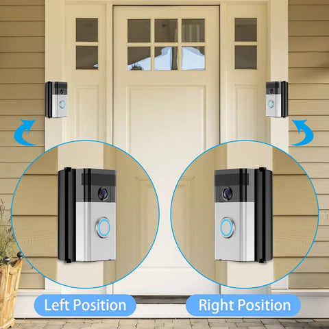 Adjustable 30 To 55 Degree Doorbell Angle Mount For Ring Blink And Battery Video Doorbells Replacement Mount Bracket shown on door