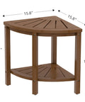 Bamboo Corner Shower Stool With Waterproof Bench And Storage Shelf No Fuss Walnut Finish Ideal Seat For Shaving Legs Bathroom