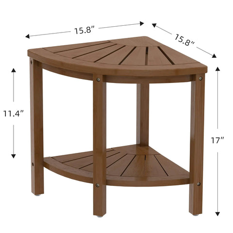 Bamboo Corner Shower Stool With Waterproof Bench And Storage Shelf No Fuss Walnut Finish Ideal Seat For Shaving Legs Bathroom