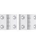 Two Pack Zinc Alloy Door Hinges For Small Cabinets And Wooden Boxes in silver, 50x68mm, adjustable 180-degree folding hardware