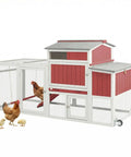 Mobile Wooden Chicken Coop With Nesting Box, Spacious Hen House For Two To Four Chickens, Wheels And Side Handle For Easy Relocation