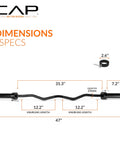 47 Inch Olympic EZ Curl Bar From Classic Series Black With Angled Ergonomic Design dimensions and specs illustration