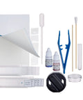 Slide preparation kit for 40X To 1000X Student Cordless LED Compound Microscope with tools, slides, cover glasses, and dropper.