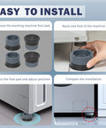 Easy installation of Heavy Duty Washing Machine Vibration Pads for Floor Protection, Non Slip Shock Absorbing Mats, 4 Pack, Black.