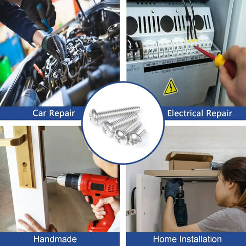 1200-Piece Stainless Steel Machine Screw Set With Storage Case, Phillips Pan Head Screws in use for repairs and installations