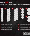 Diagram of 80 Piece ORFS Cap And Plug Kit For Hydraulic Fittings Galvanized 45 Steel With Precision Threading O Ring Face Seal