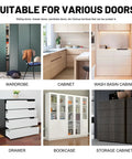 Interior examples showing where Two Pack Ultra Thin Magnetic Door Catch For Cabinets And Closets Stainless Steel Drawer Magnet Catch Drill Free Install With Adhesive Backing Easy Mount Kitchen Cupboard Door Closure In Silver can be used, including wardrobes, cabinets, drawers, bookcases, wash basin cabinets, and storage cabinets.