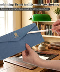 Person using Sword Letter Opener With Ergonomic Handle And Precision Blade, Envelope Slitter For Fast Mail Opening, in office setting