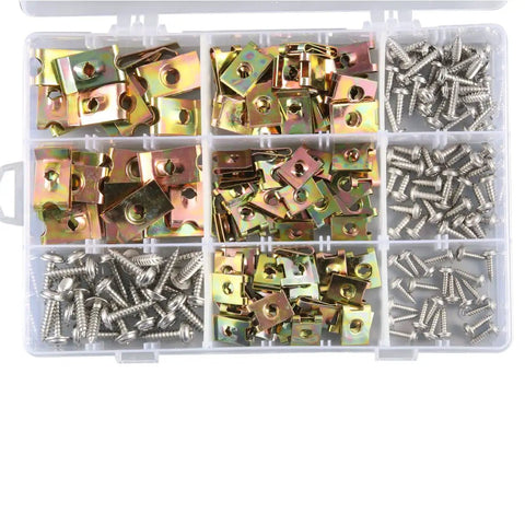 Spring Type U Clip Nuts And Speed Fastener Kit Holds 200 Silver Bumper Retainers Plus Trim Clips Made For Fast Garage Swaps And Diy Car Repairs Giving You Rigid Snap Lock Performance And Zero Frustration Install On Everyday Drives Right Now