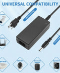 12V 5A Power Supply Adapter 60W With 100 240V AC Input To DC 12V Output For LED Strips CCTV Cameras Routers TV Boxes Webcams Speakers And More No Fuss Plug And Play Safe Stable, black adapter with 3-pin US plug and 5.5 x 2.5mm DC tip