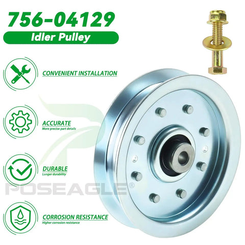 Idler Pulley 4.25 Inch Outer Diameter Fits Cub Cadet 50 Inch Deck LTX1040 RZT50 Mower Replacement Part Replaces 756-04129b