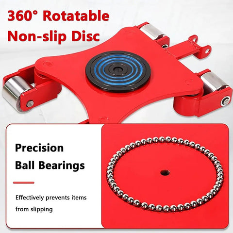 Heavy Duty Swivel Roller Moving Skates With Comfort Grip Handle For Smooth Furniture And Machinery Transport Around The Shop Or Garage For Quick Weekend Or Holiday Projects with non-slip disc and precision ball bearings
