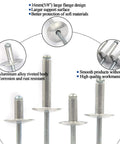 60 Pcs Large Flange Blind Rivets Aluminum 3/16 By 5/8 Inch Grip Range 8 To 12mm Flange Diameter corrosion resistant close-up