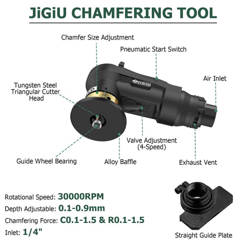 Diagram of Mini Pneumatic Chamfer Tool With 22 Blade Cutter Head, 30000 RPM Beveler For Metal And Wood
