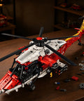 Rescue Helicopter Building Set for Adults and Aviation Nerds, Large Military Model Kit With Rotating Rotor displayed on table