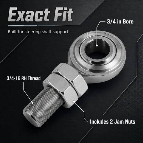 Three Quarter Inch Rod End Bearings Heim Joints Set Of Two With Right Hand Thread Sixteen Threads Per Inch Bore Zinc Plated Steel