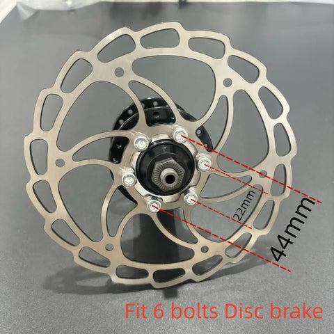 32H Beefy Aluminum Alloy Rear Hub With Quick Release For 135mm Frames 6 Bolt Disc Brake Compatible, blue, front view