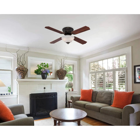 Hadley 42 Inch Indoor Ceiling Fan With Oil Rubbed Bronze Finish, Dimmable LED Light Kit With White Alabaster Bowl, Reversible Applewood And Cherry Blades, Sweet Setup For Small Rooms Up To 100 Sq Ft