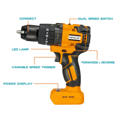 Cordless 3 In 1 Impact Drill With 150Nm Brushless Motor Variable Speed Hammer Drill And Driver 20V Max Battery Compatible