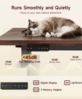 55 Inch Electric Standing Desk Farmhouse Style Sit Stand Workstation Featuring Smooth Silent Motors with cat on wood surface