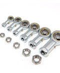 One Half Inch Bore Rod End Bearings PHSB8 Pre Lubricated With Jam Nuts One Half Twenty Female Thread Right Hand Four Pack For Linkages And Steering Projects Heavy Duty Construction, shown with 4 bearings and nuts