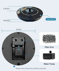 Diagram of 6.3 Inch Solar Fountain With Battery Backup, 9V/2W Pump, 5 Nozzles And LED Lights, Floating Bird Bath Water Feature components.